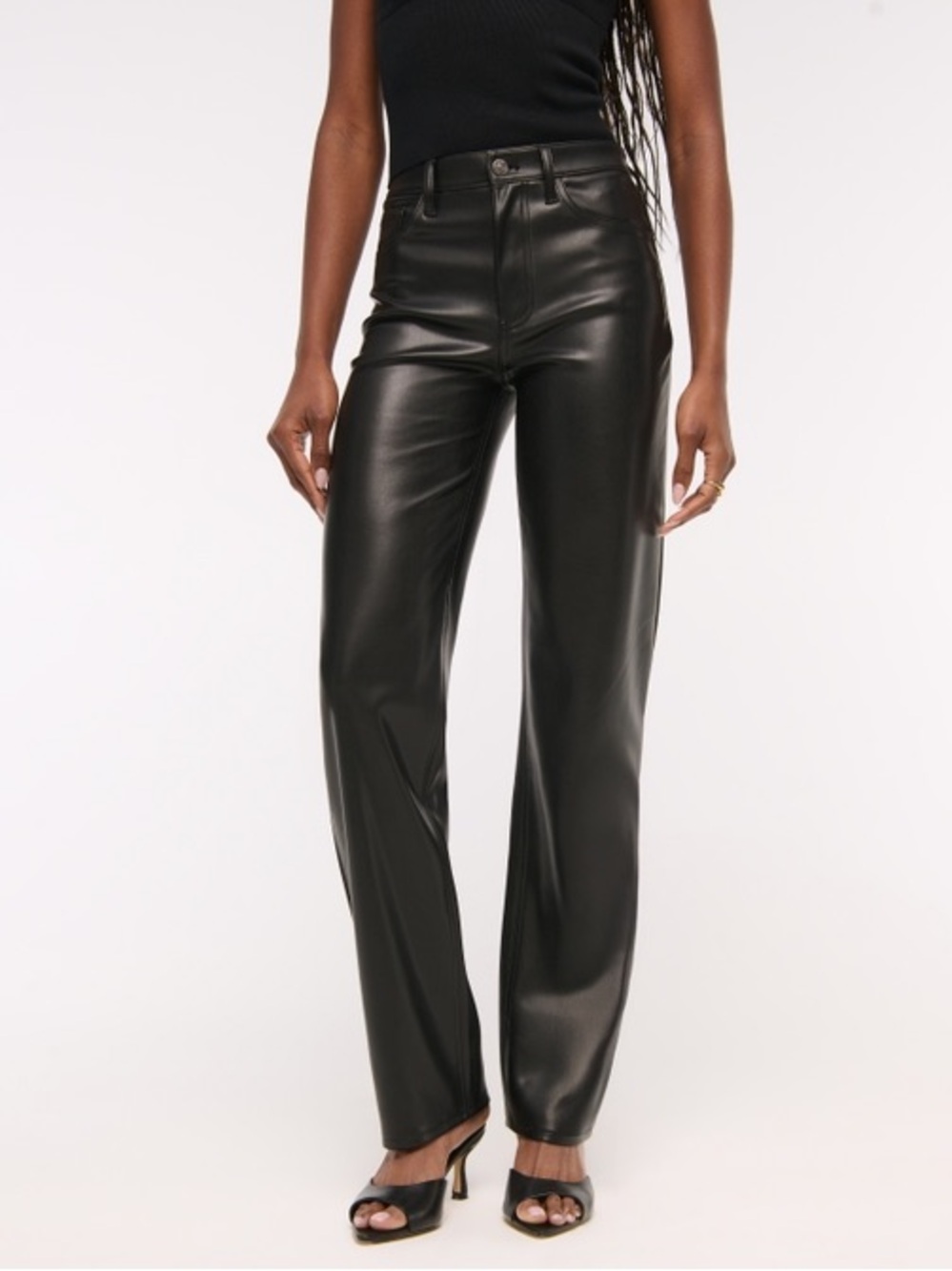 Abercrombie Black High Rise 90s Relaxed Vegan Leather Pant